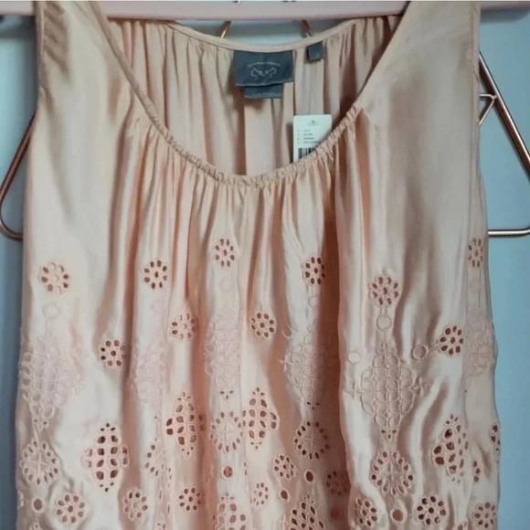 Anthropologie, New Vanessa Virginia Peach Sadie Swing Eyelet Tank Top Size 12 - Picture 4 of 11